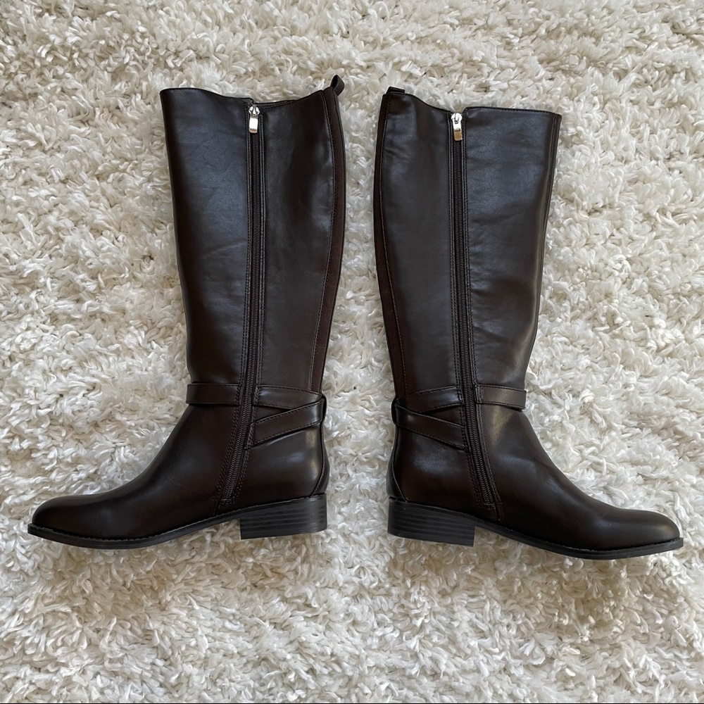 Nine West deep brown high boots with buckle and side zipper - Picture 5 of 7